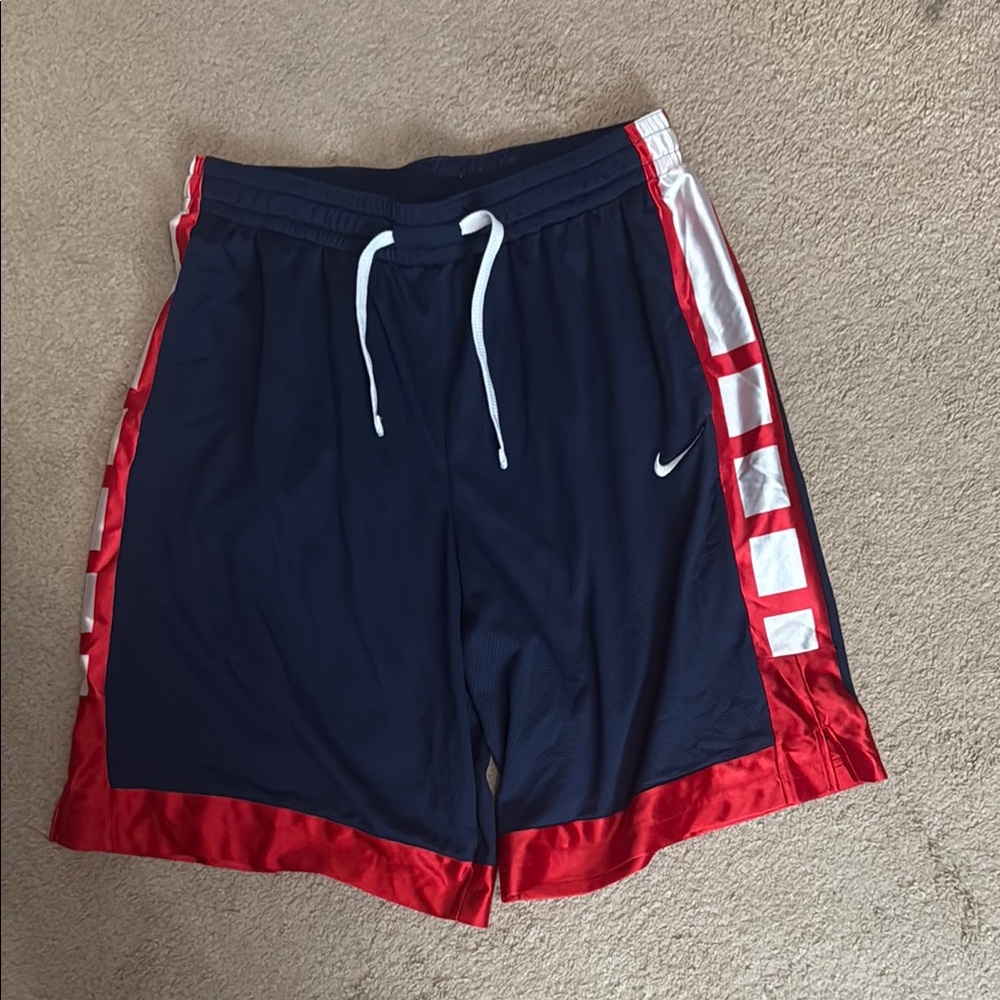 Nike Men's Navy and Red Athletic Shorts
